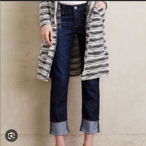 AG ADRIANO GOLDSCHMIED BLUE JEANS SLIM STRAIGHT 27 CROPPED THE STEVIE CUFF